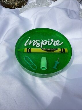 Green inspire resin coaster